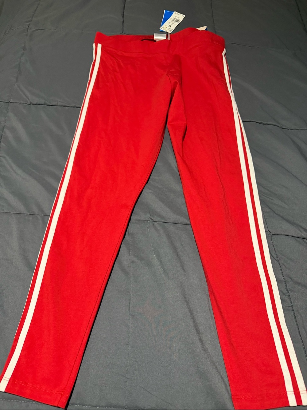 adidas Red Leggings with White Side Stripes